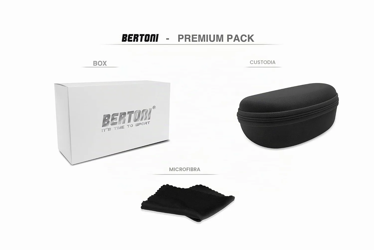 Bertoni Alps occhiali montagna nero blu polarizzato