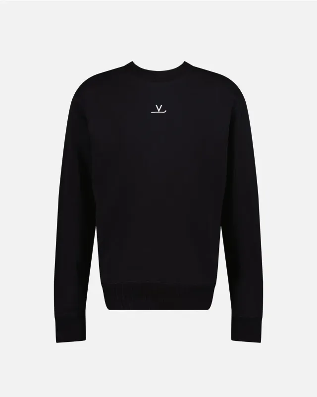 Vuarnet Signature felpa uomo nera girocollo cotone bio