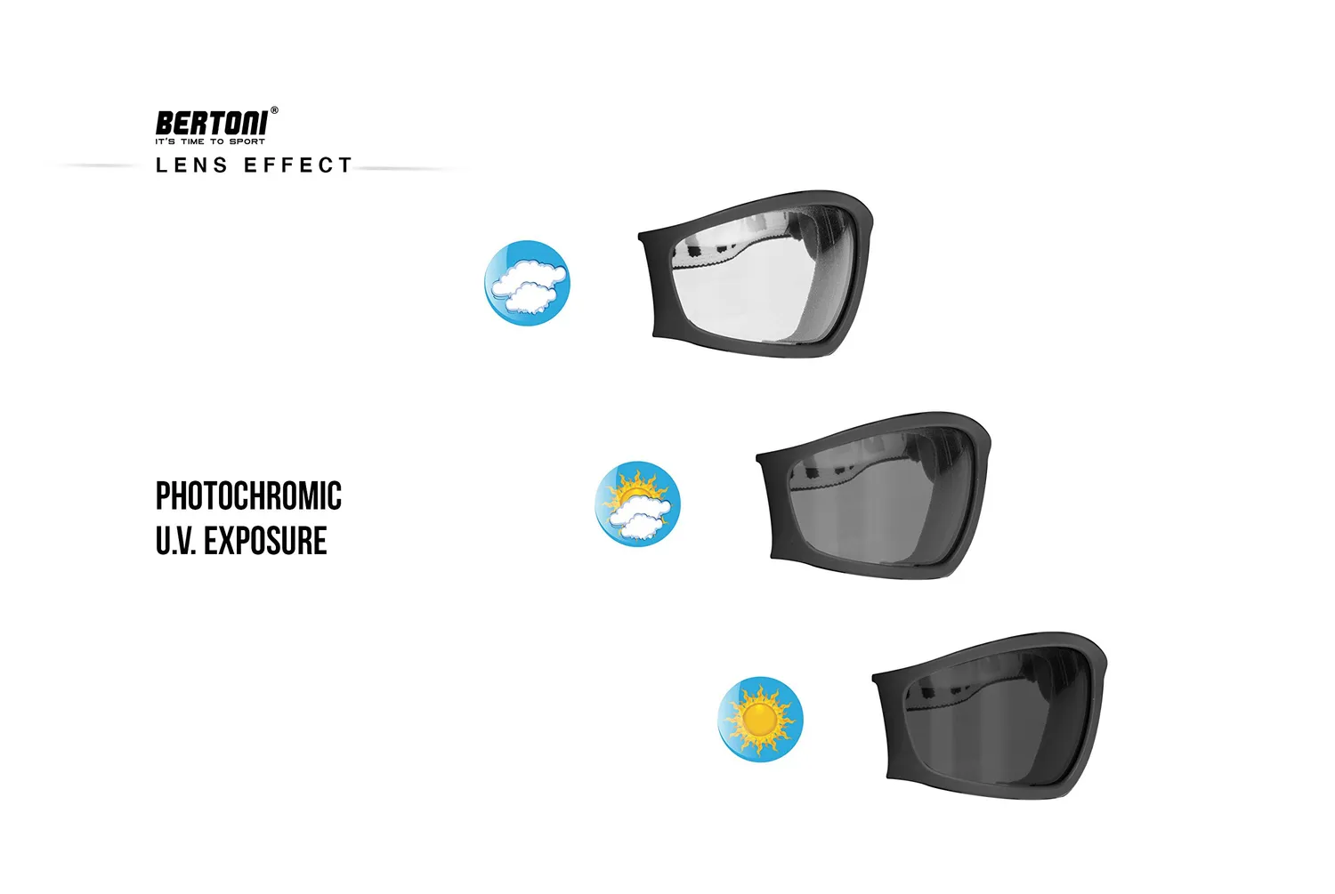 Bertoni F120A Maschera Moto Fotocromatica Cat. 0-3
