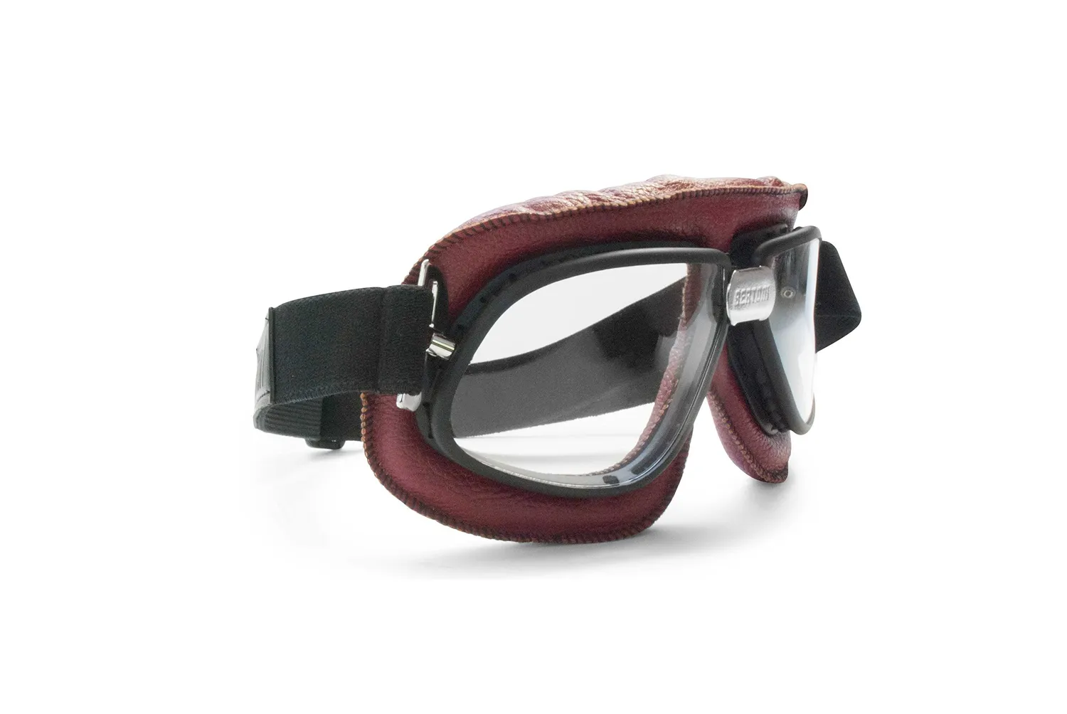 Bertoni AF196A occhiali moto pelle rossa fumo