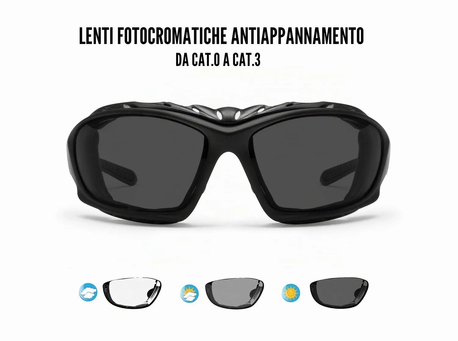 Bertoni 1949 366 occhiali moto fotocromatici clip vista