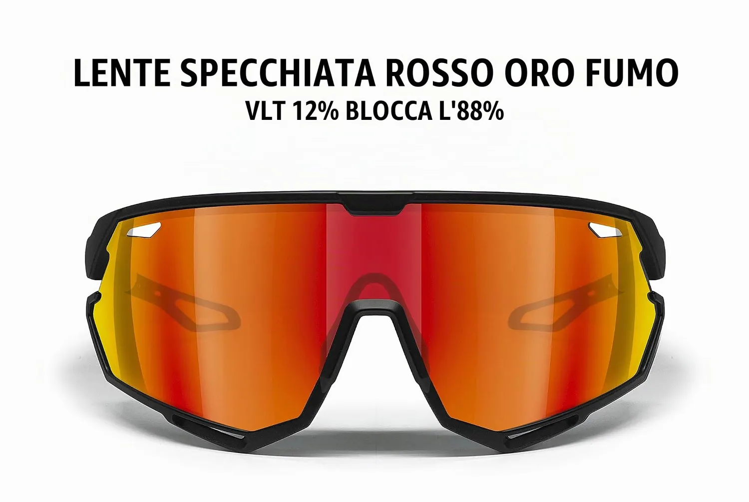 Bertoni Alpha occhiali ciclismo nero specchiata oro rosso
