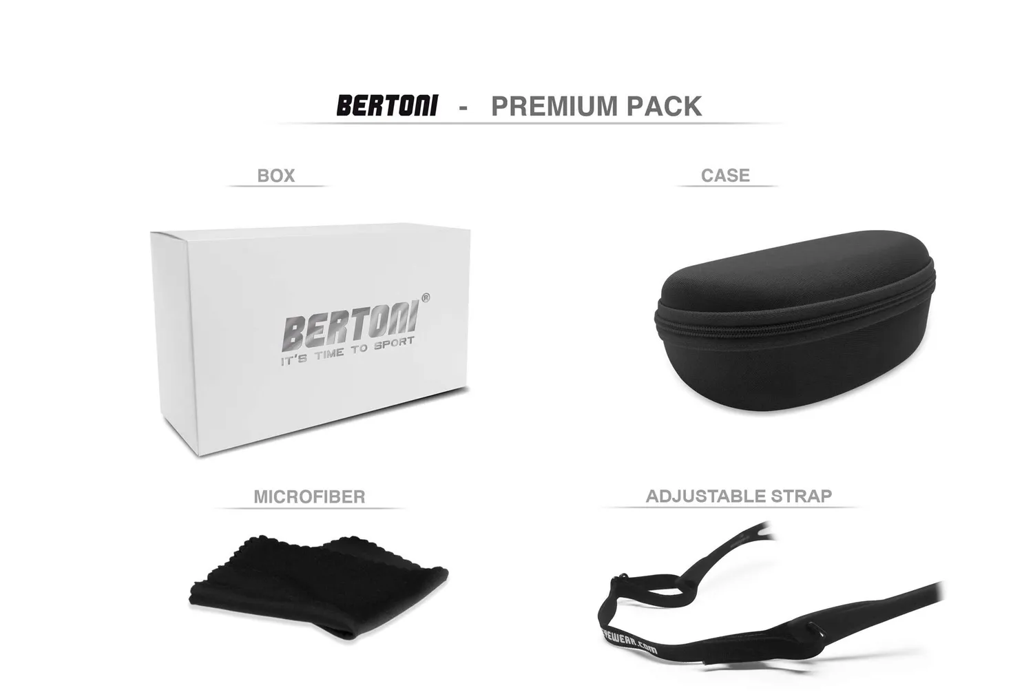 Bertoni P1001FTA occhiali ciclismo polarizzati nero