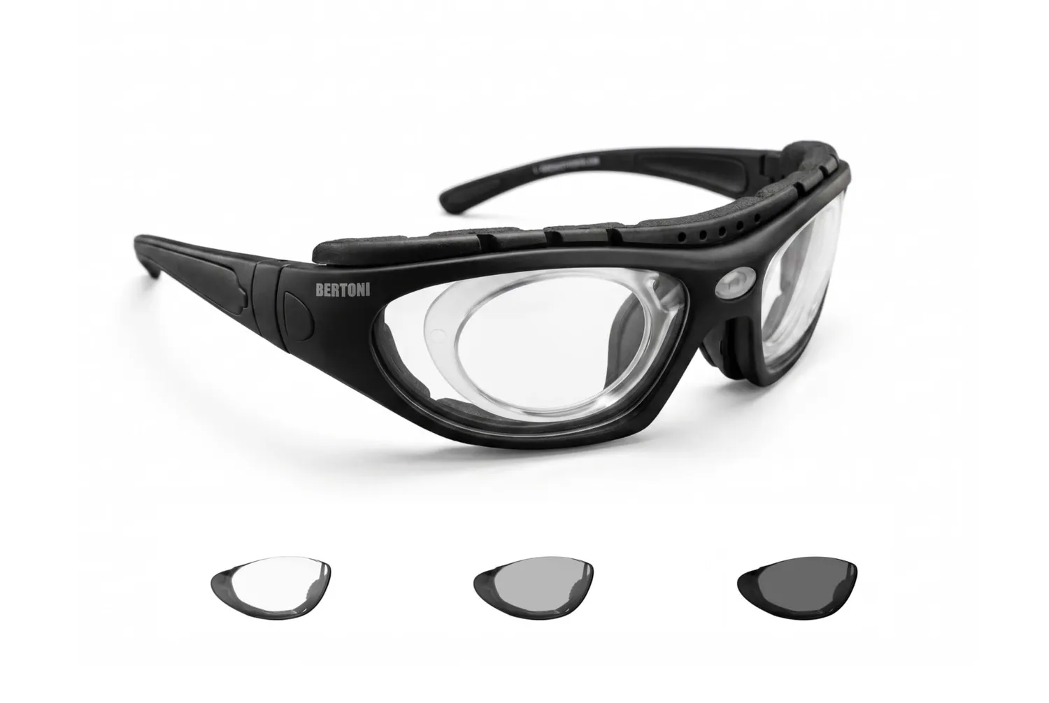 Bertoni 1949 366 occhiali moto fotocromatici clip vista