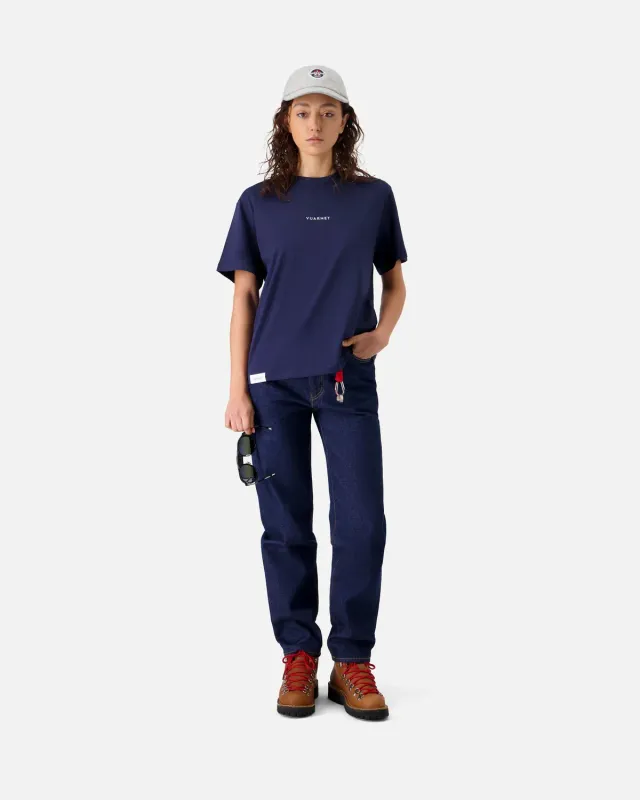 Vuarnet Logo t-shirt donna blu navy cotone bio