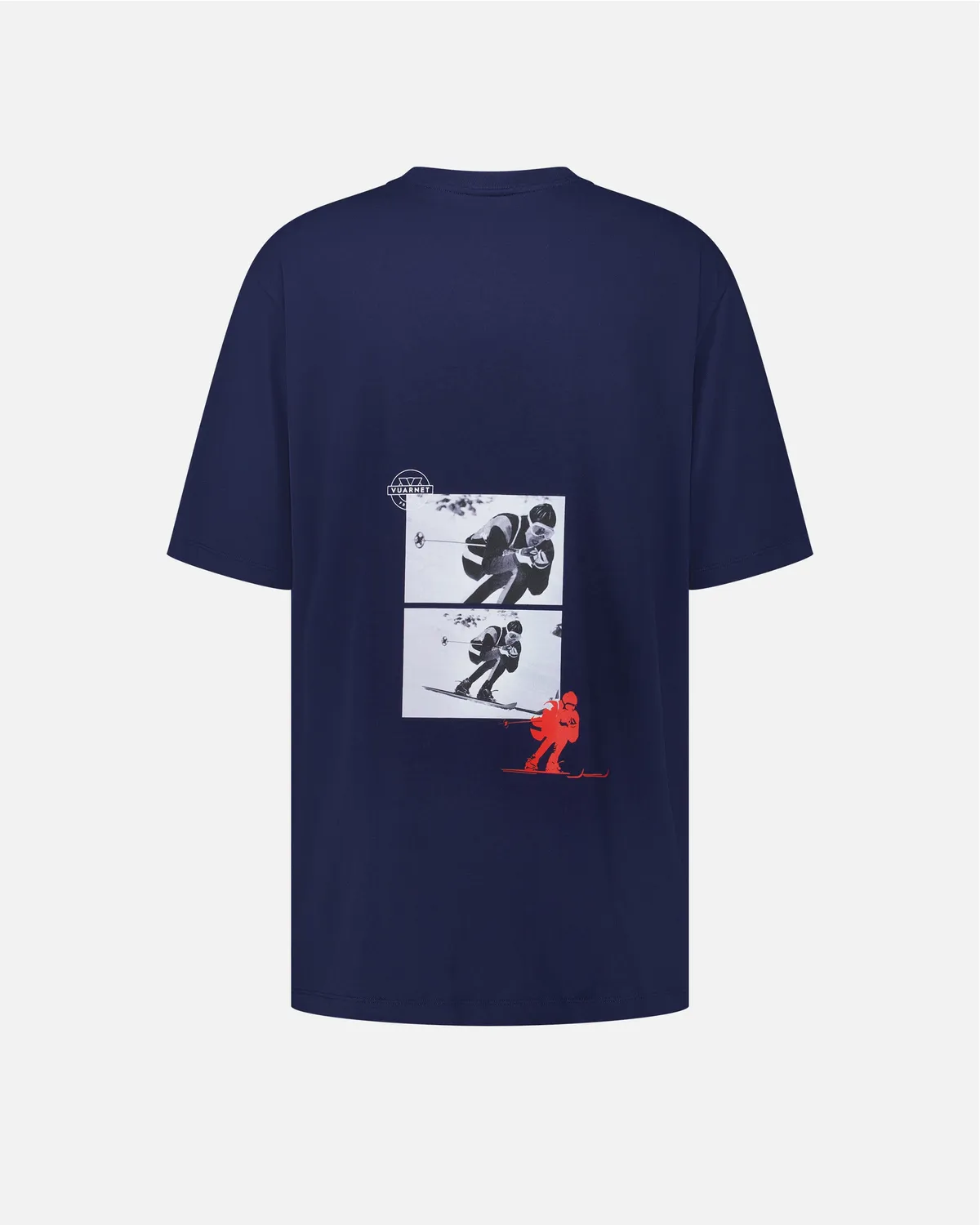 Vuarnet T-Shirt Oversize Uomo Sciatore Blu Cotone Bio