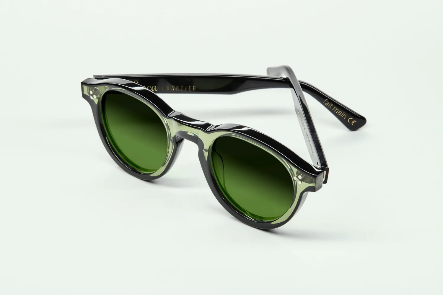 Lesca Iconiques Gaston XL montatura vista verde nero acetato