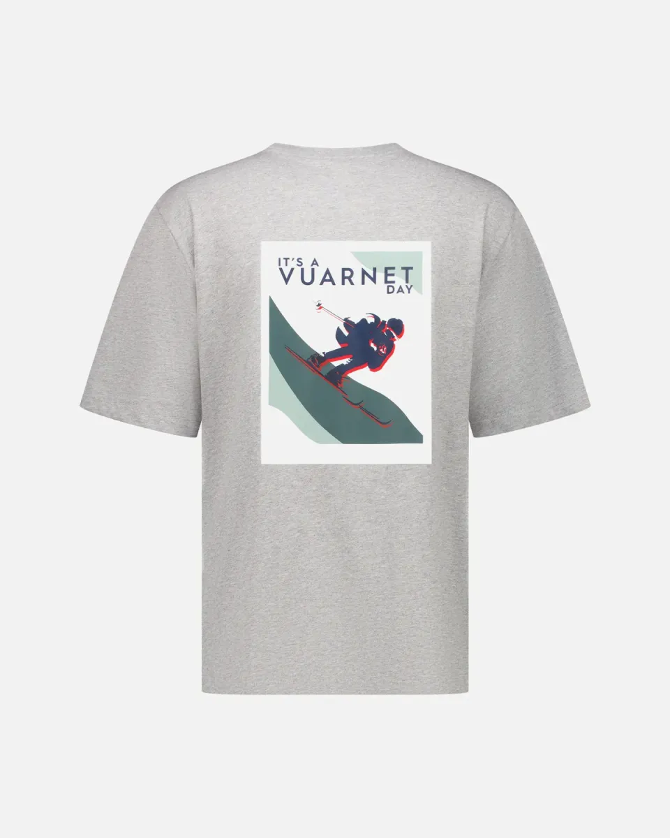 Vuarnet T-shirt uomo grigia cotone bio logo schiena