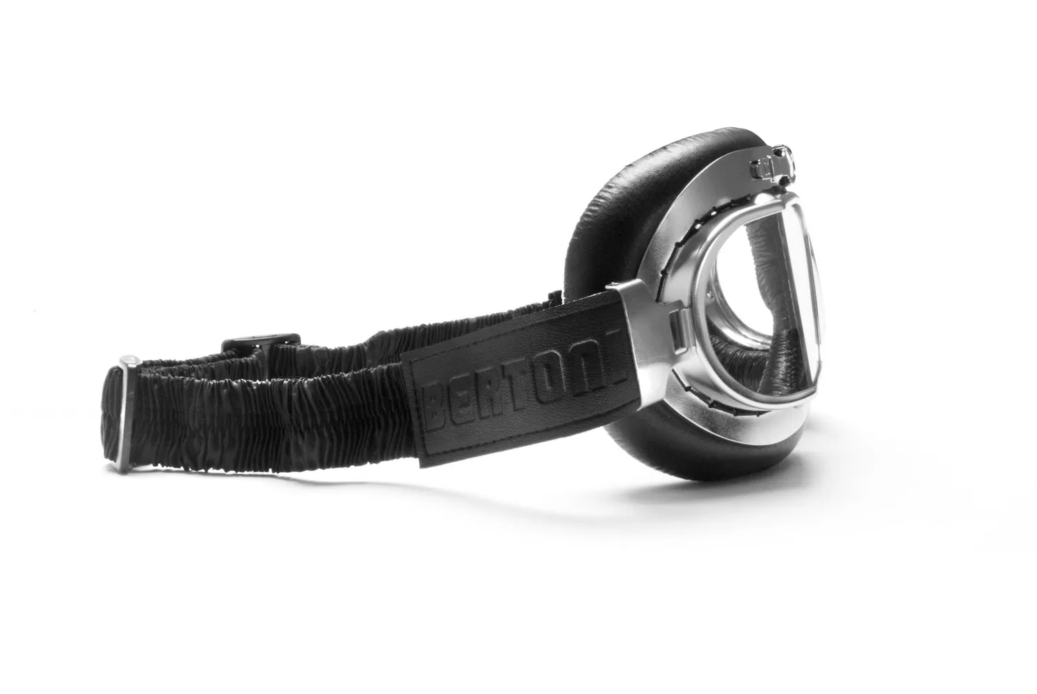 Bertoni vintage maschera moto pelle lente trasparente