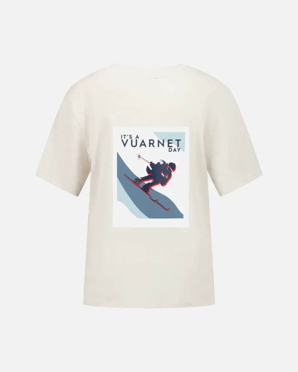 Vuarnet T-Shirt Donna Beige Logo Cotone Bio