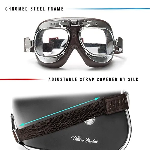 Bertoni AF193CR maschera moto pelle antifog nero