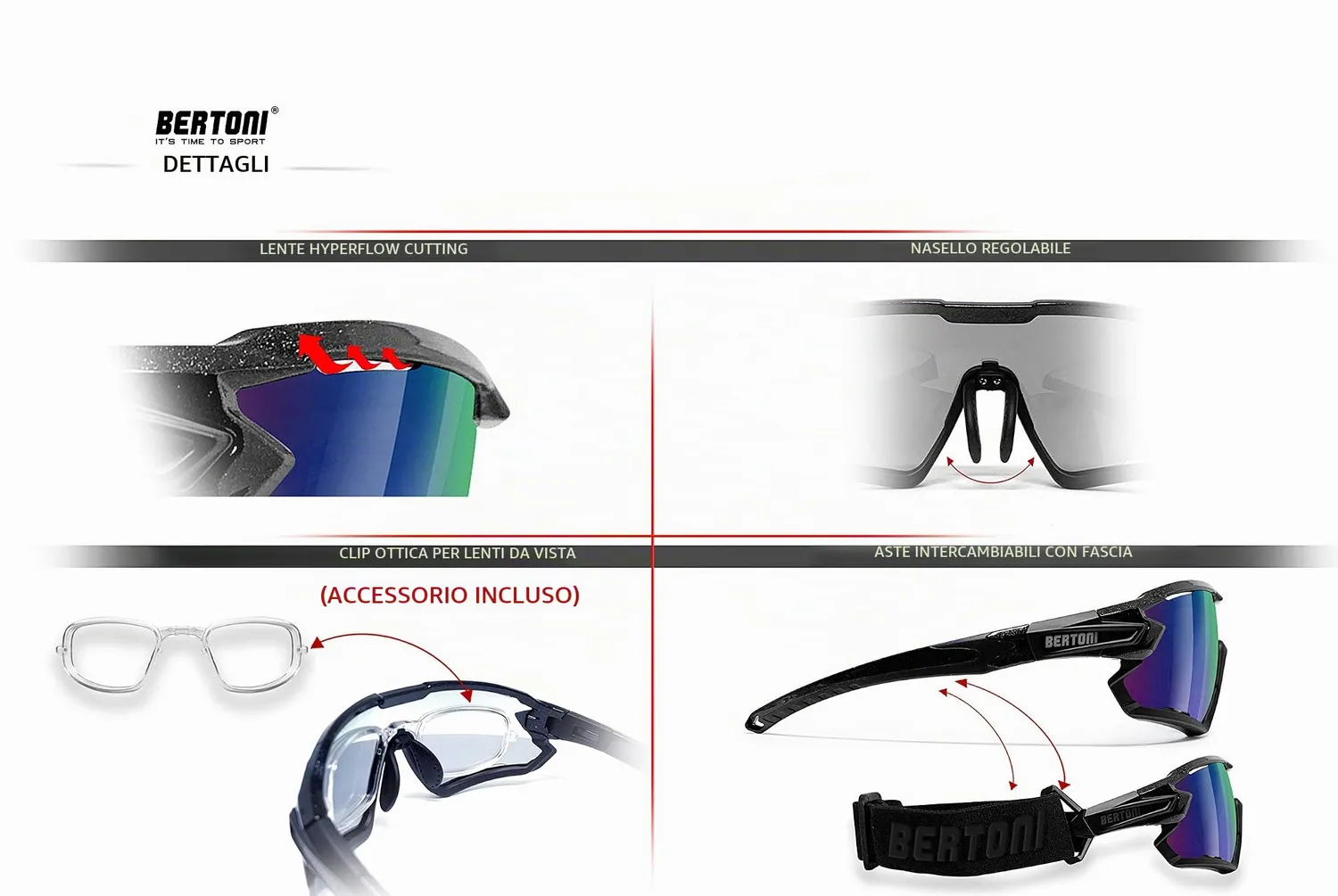 Bertoni Quasar occhiali ciclismo fotocromatici antiappannanti