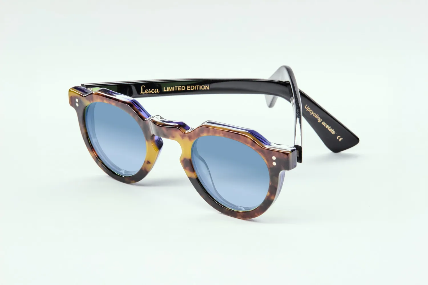 Lesca Crown Ecaille occhiali da sole blu 8mm
