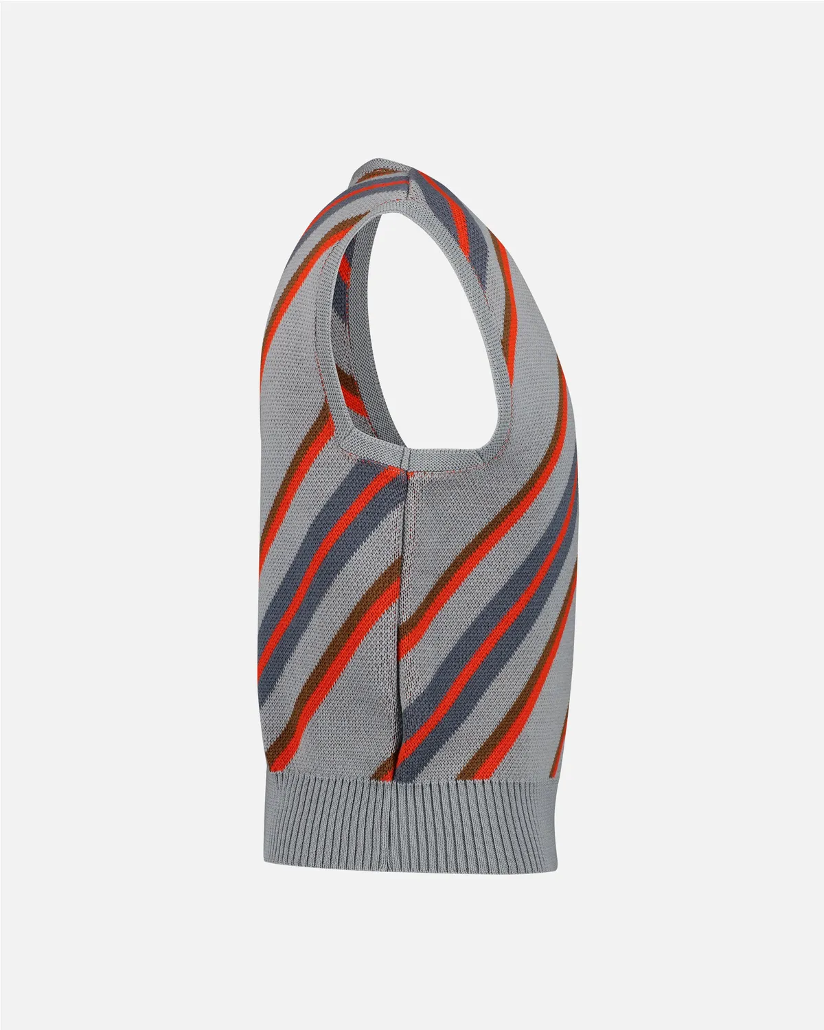 Vuarnet Gilet rigato grigio rosso lana merino unisex