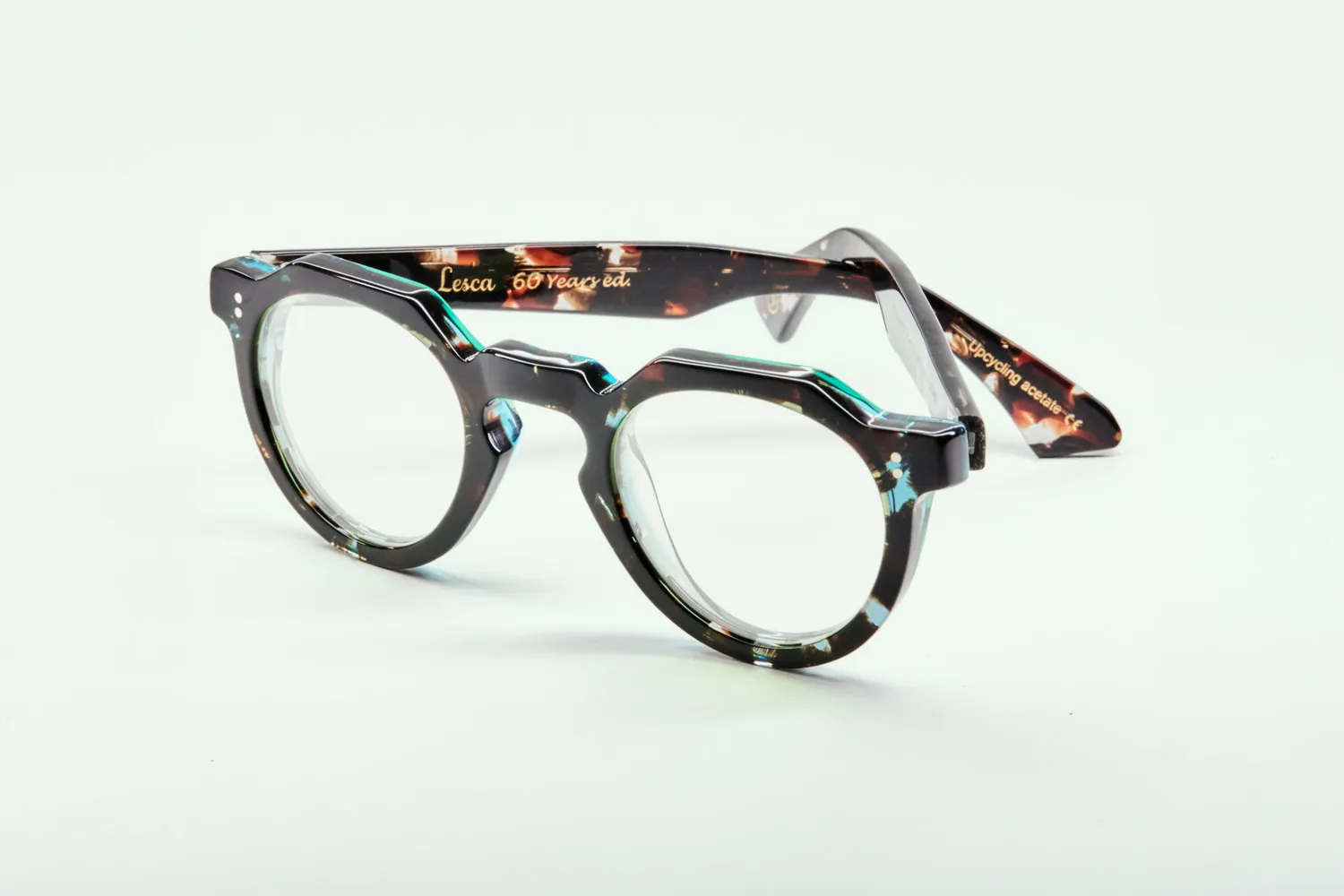 Lesca Crown XL Upcycling occhiali blu marmorizzato 46