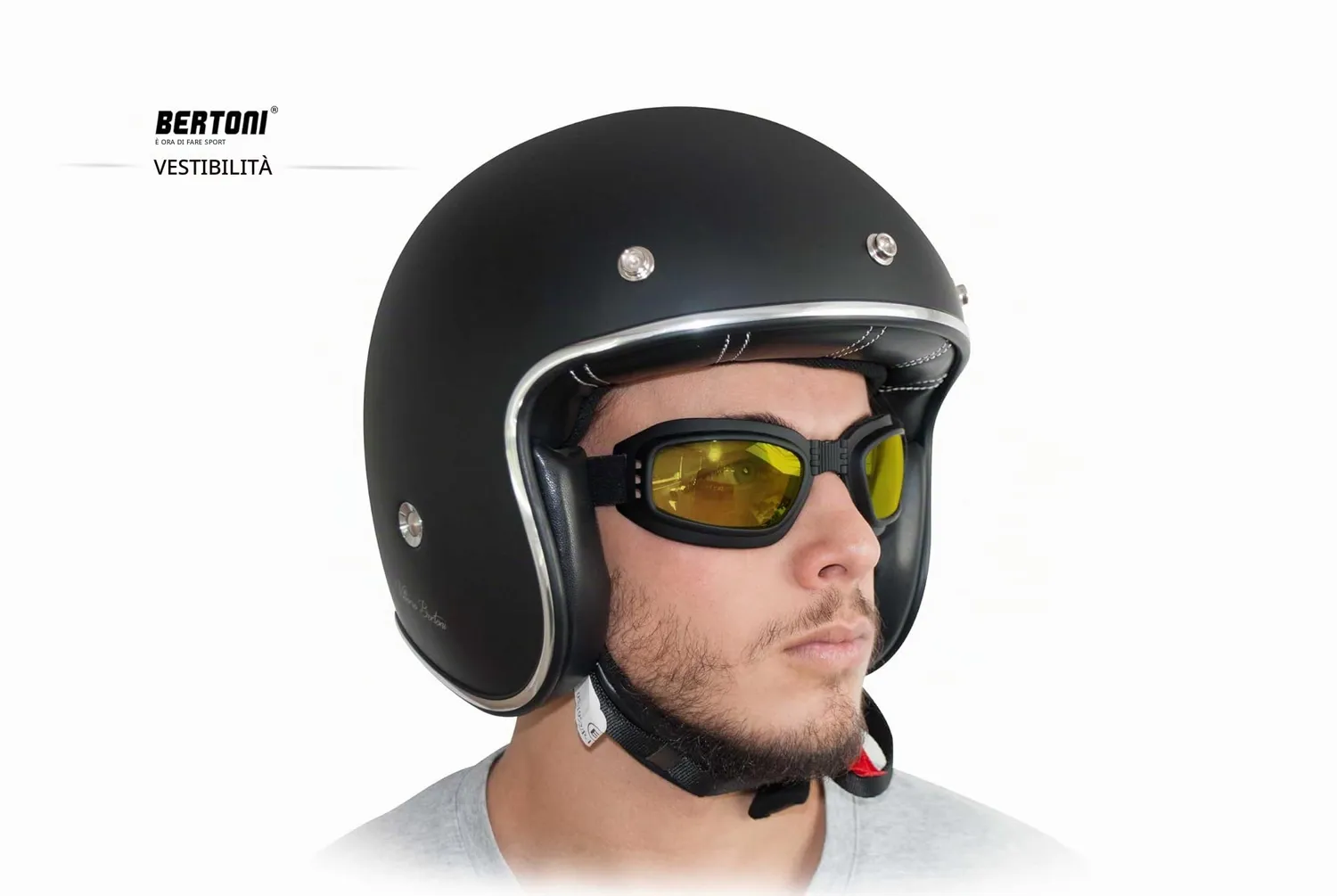 Bertoni 112 occhiali moto fotocromatici polarizzati nero opaco