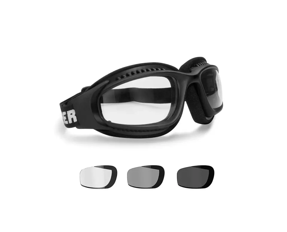 Bertoni AF113 maschera moto fotocromatica nero opaco