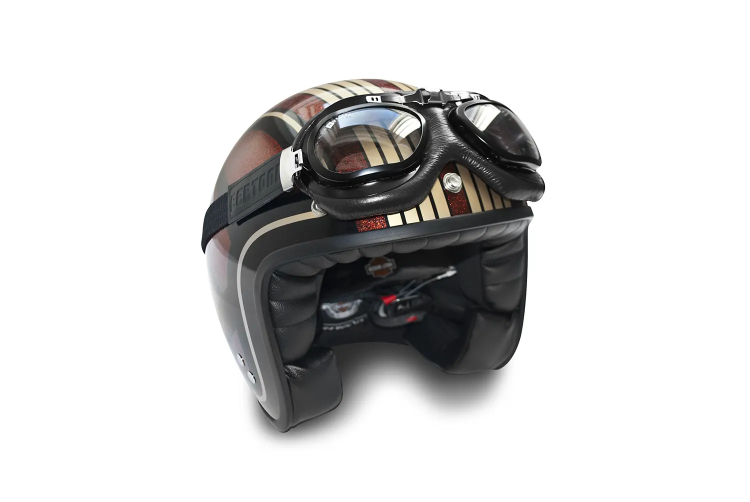 Bertoni AF191 maschera moto pelle nero acciaio opaco