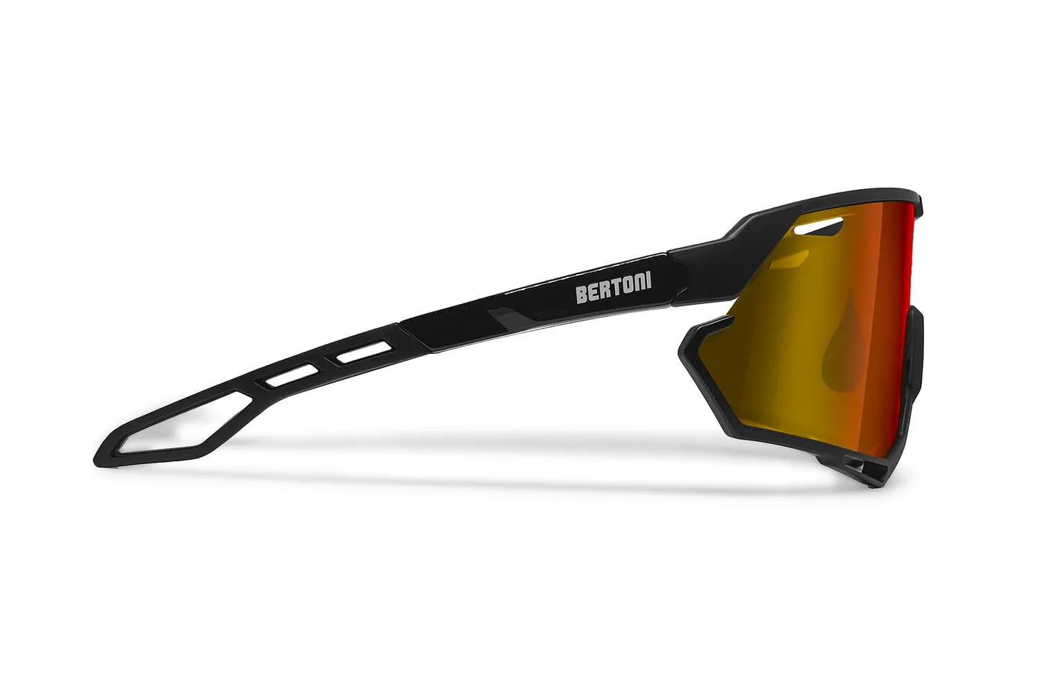 Bertoni Alpha occhiali ciclismo nero specchiata oro rosso