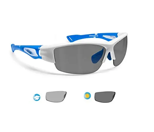 Bertoni P1001FTE occhiali ciclismo bianco blu polarizzati