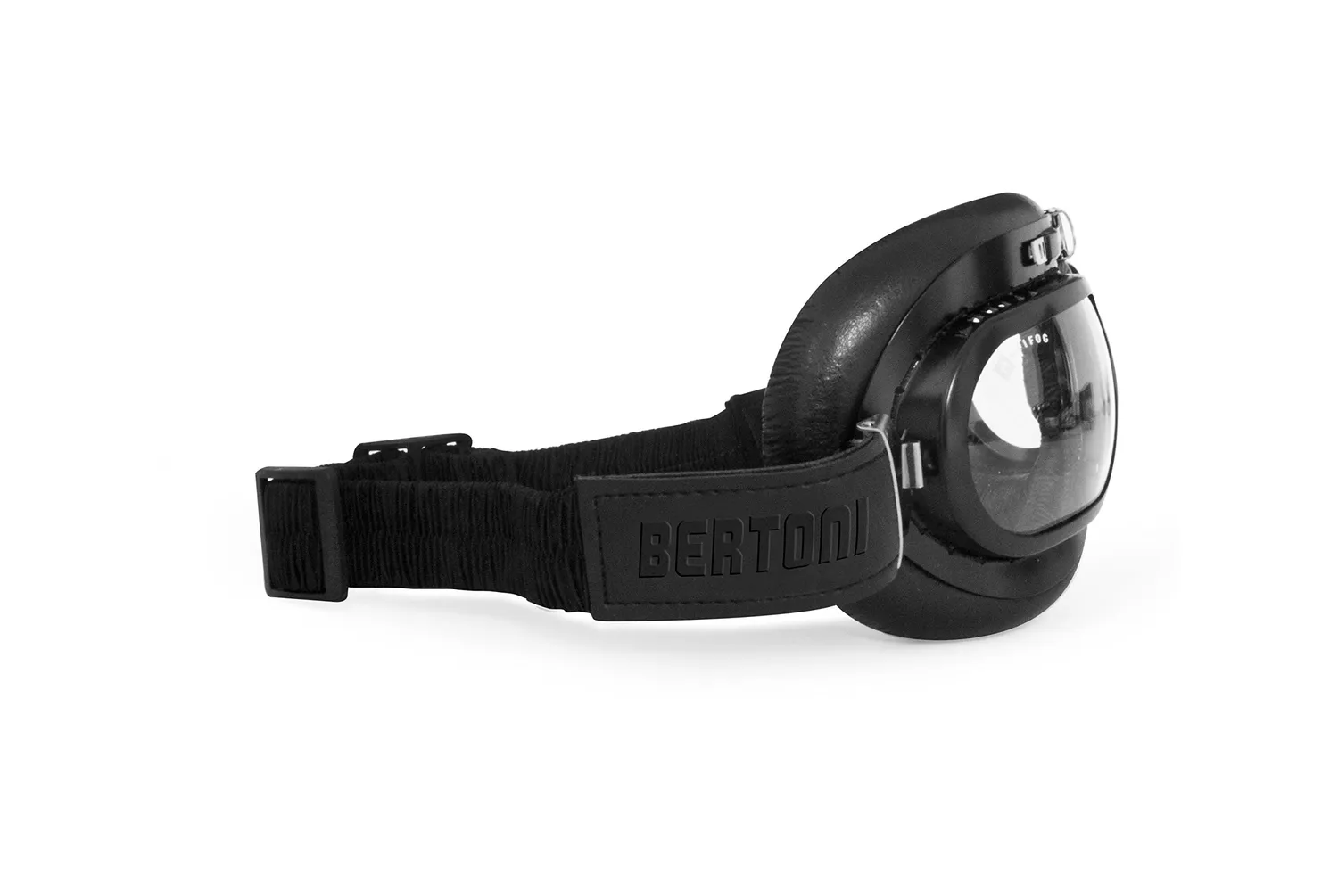 Bertoni AF191 maschera moto pelle nero acciaio opaco