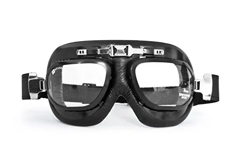 Bertoni AF191 maschera moto pelle nero acciaio opaco